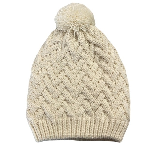 Isaac Mizrahi Cable Knit Cream Pom Beanie - Picture 3 of 4